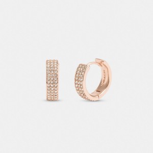 Women Coach Pavé Huggie Earrings Rose Gold | PH_CH79245