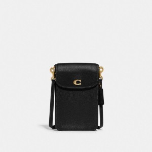 Women Coach Phone Brass Crossbody Bags Black | PH_CH21670