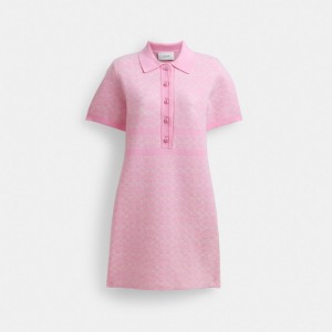 Women Coach Polo Sweater Signature Dress Pink | PH_CH74275
