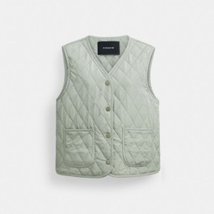 Women Coach Quilted Jackets Green | PH_CH89048