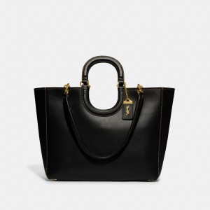 Women Coach Rae Glovetanned Leather Tote Bag Black | PH_CH55066