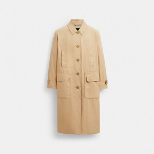 Women Coach Regenerative Cotton Balmacaan Light Jackets Light Khaki | PH_CH53736