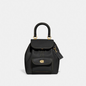 Women Coach Riya 21 Glovetanned Leather Backpacks Black | PH_CH48064