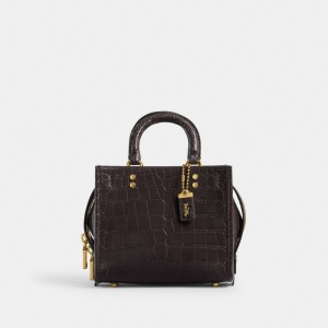 Women Coach Rogue 20 In Alligator Brass Handbag Burgundy | PH_CH64164