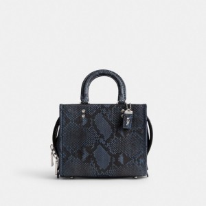 Women Coach Rogue 20 In Python Handbag Dark Blue | PH_CH96774