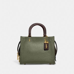 Women Coach Rogue 25 In Regenerative Leather Glovetanned Leather Shoulder Bags Green / Orange | PH_CH82296