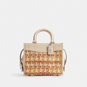 Women Coach Rogue 25 In Tweed Glovetanned Leather Handbag Multicolor | PH_CH14818