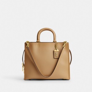 Women Coach Rogue Glovetanned Leather Handbag Beige | PH_CH11341