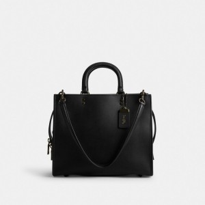 Women Coach Rogue Glovetanned Leather Handbag Black | PH_CH83948
