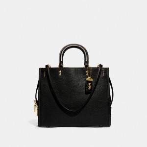 Women Coach Rogue In Regenerative Leather Pebble Leather Shoulder Bags Black | PH_CH31568