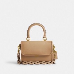 Women Coach Rogue Top Handle Glovetanned Leather Handbag Beige | PH_CH58571