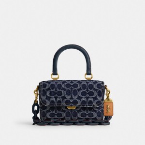 Women Coach Rogue Top Handle In Signature Denim Denim Handbag Blue | PH_CH74560