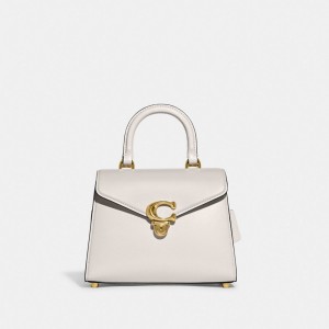 Women Coach Sammy Top Handle Refined Calf Leather Handbag White | PH_CH90350