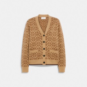 Women Coach Signature Cardigan Brown | PH_CH72085