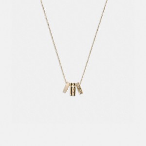 Women Coach Signature Enamel Necklace Gold / Black | PH_CH77040
