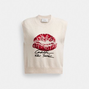 Women Coach Signature Kiss Print Sweaters White | PH_CH49592