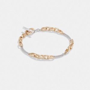 Women Coach Signature Mixed Chain Bracelets Gold / Silver | PH_CH69845