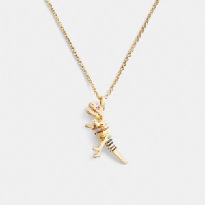 Women Coach Skeletal Rexy Long Pendant Necklace Gold | PH_CH46551
