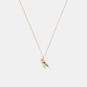 Women Coach Skeletal Rexy Pendant Necklace Gold | PH_CH93856