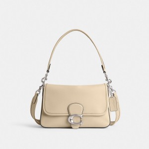 Women Coach Soft Tabby Smooth Leather Shoulder Bags Silver / White | PH_CH80008