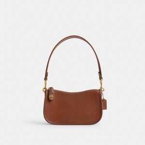 Women Coach Swinger 20 Smooth Leather Shoulder Bags Brown | PH_CH49615