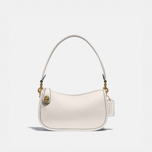 Women Coach Swinger Smooth Leather Crossbody Bags White | PH_CH19408