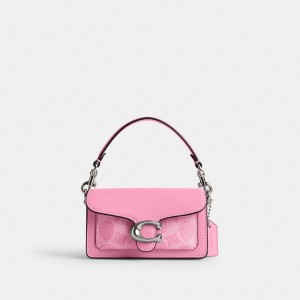 Women Coach Tabby 12 In Signature Crossbody Bags Silver / Pink | PH_CH35307