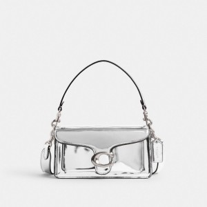 Women Coach Tabby 20 In Metallic Metallic Leather Shoulder Bags Silver | PH_CH71884