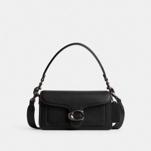 Women Coach Tabby 20 Polished Pebble Leather Shoulder Bags Black | PH_CH58449
