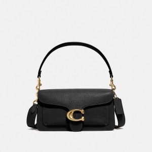 Women Coach Tabby 26 Polished Pebble Leather Shoulder Bags Black | PH_CH10797