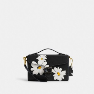 Women Coach Tabby Box With Floral Print Brass Crossbody Bags Black Multicolor | PH_CH39788