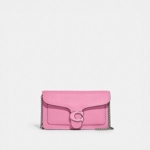 Women Coach Tabby Chain Polished Pebble Leather Crossbody Bags Silver / Pink | PH_CH10585