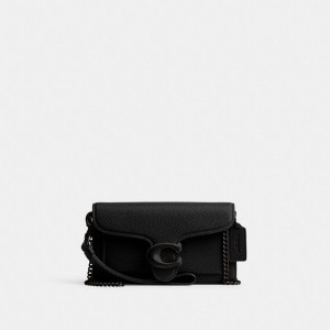 Women Coach Tabby Crossbody Polished Pebble Leather Small Wallets Black | PH_CH29704