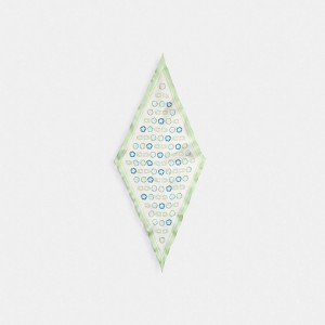 Women Coach Tea Print Silk Diamond Pale Pistachio Scarf Rose | PH_CH95433