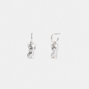 Women Coach The Lil Nas X Drop Cat Huggie Earrings Silver | PH_CH78575