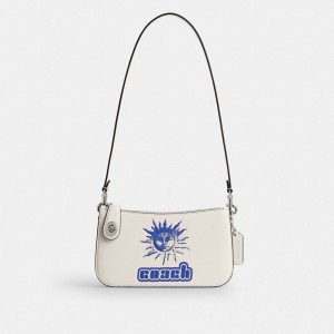 Women Coach The Lil Nas X Drop Penn Refined Calf Leather Shoulder Bags Silver | PH_CH49662