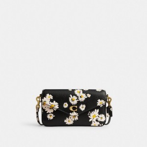 Women Coach Wyn With Floral Print Brass Crossbody Bags Black Multicolor | PH_CH42093